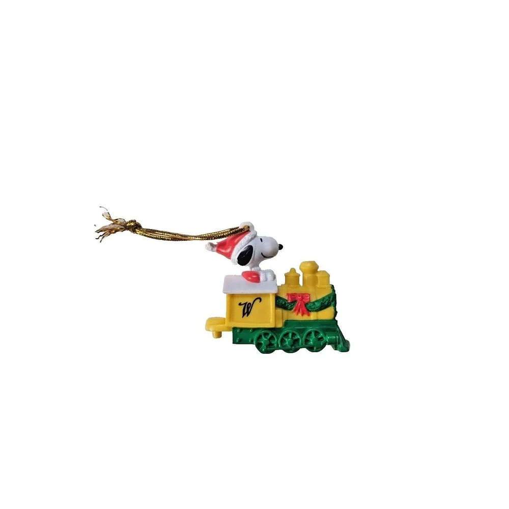 Vintage Peanuts Snoopy Santa Train Engine PVC Christmas Ornament Whitman Candy